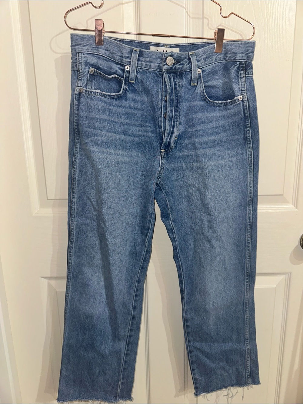 AMO Women’s Loverboy loved Light wash Straight Jeans Raw hem 29 denim